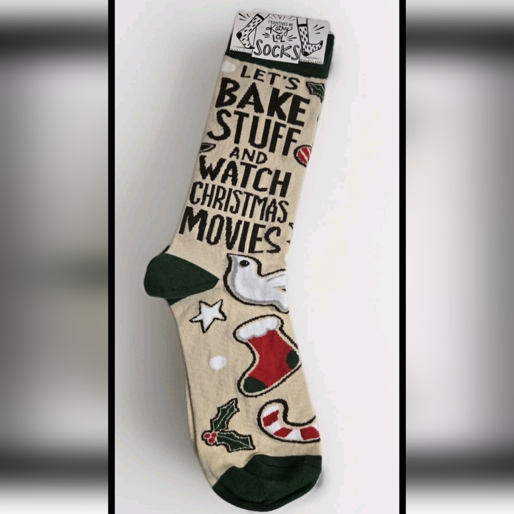 Primitives by Kathy Lets Bake & Watch Christmas Movies Holiday Socks One Size